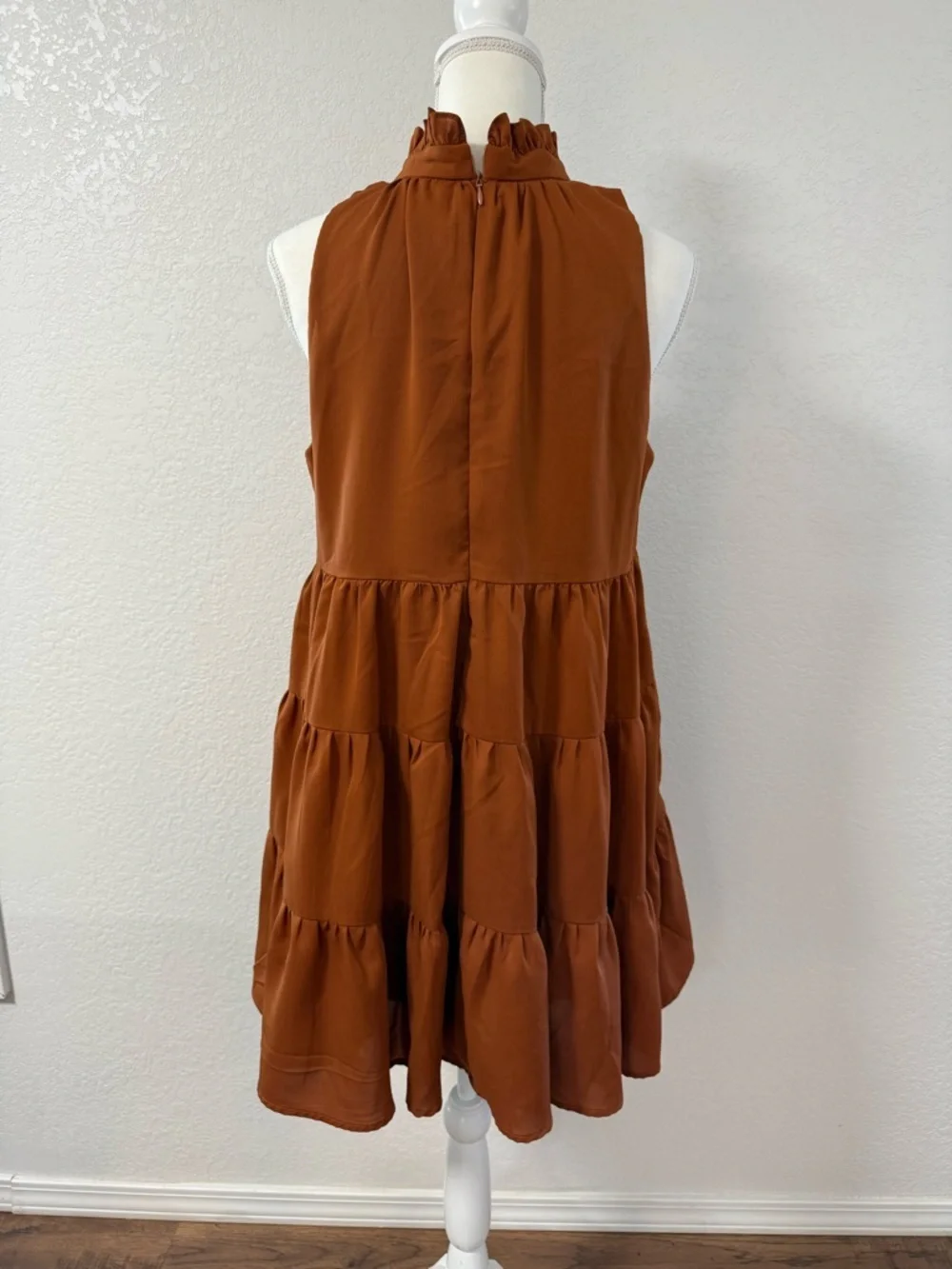 TCEC Brown and Orange Tiered Ruffled Sundress